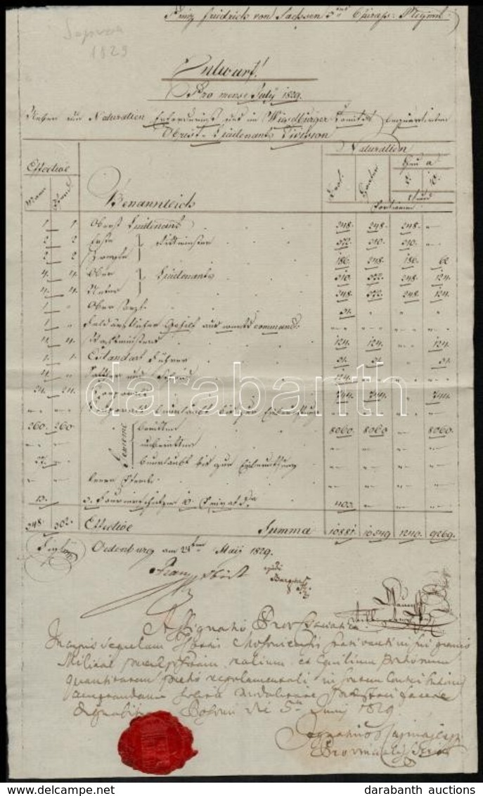 1829 Sopron, A 'Prinz Friedrich Von Sachsen' 3. Vértes Lovashadosztály Július Tervezete, Német Nyelven, Pozsonyi Hivatal - Altri & Non Classificati