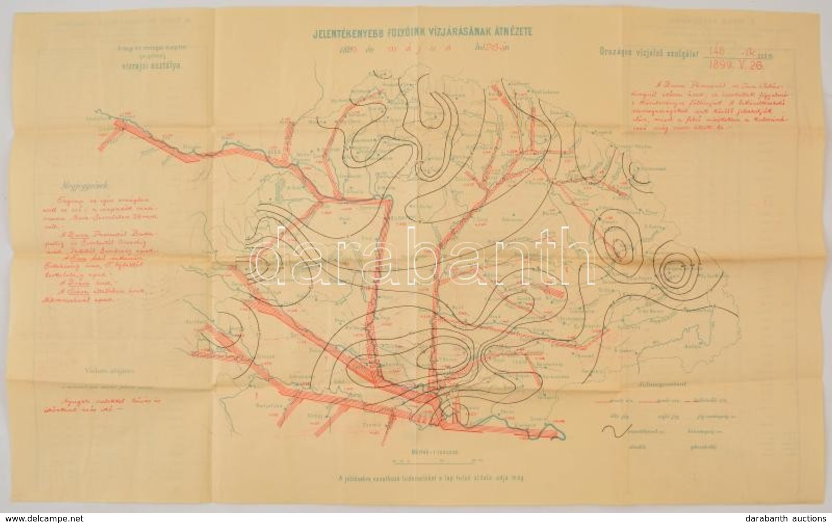 1899 Jelentékenyebb Folyóink Vízjárásának átnézete. Vízrajzi Térkép, Hátoldalán A Duna és A Tisza Legmagasabb Vízállásai - Andere & Zonder Classificatie