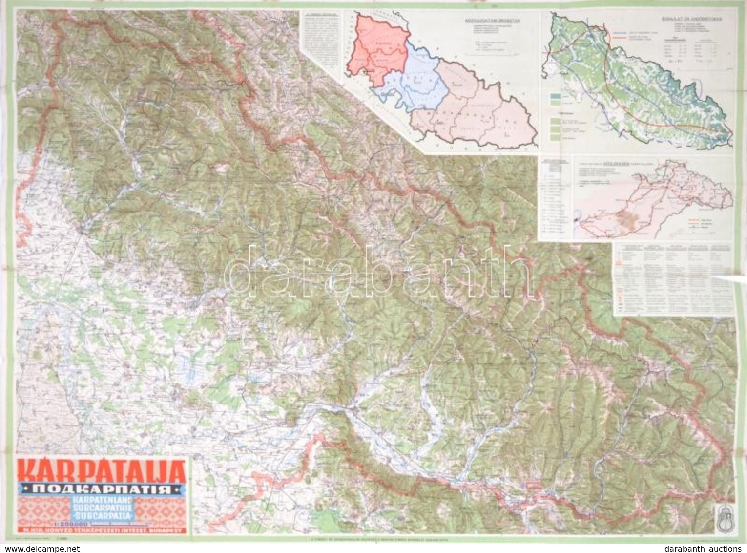 1940 Kárpátalja Térképe, Kiadja A M. Kir. Honvéd Térképészeti Intézet, Szakadással, Hátoldalon Szennyeződés 75×98 Cm - Altri & Non Classificati