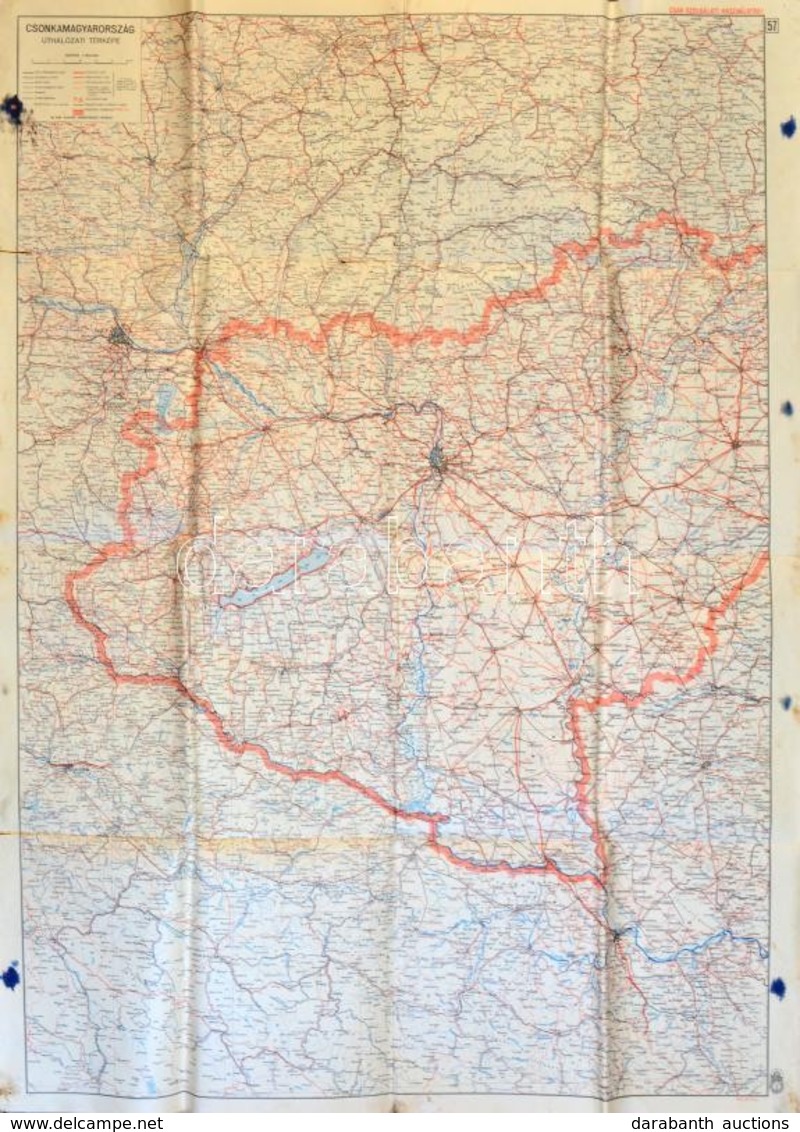 Cca 1943 Csonkamagyarország úthálózati Térképe. 115x86 Cm - Andere & Zonder Classificatie