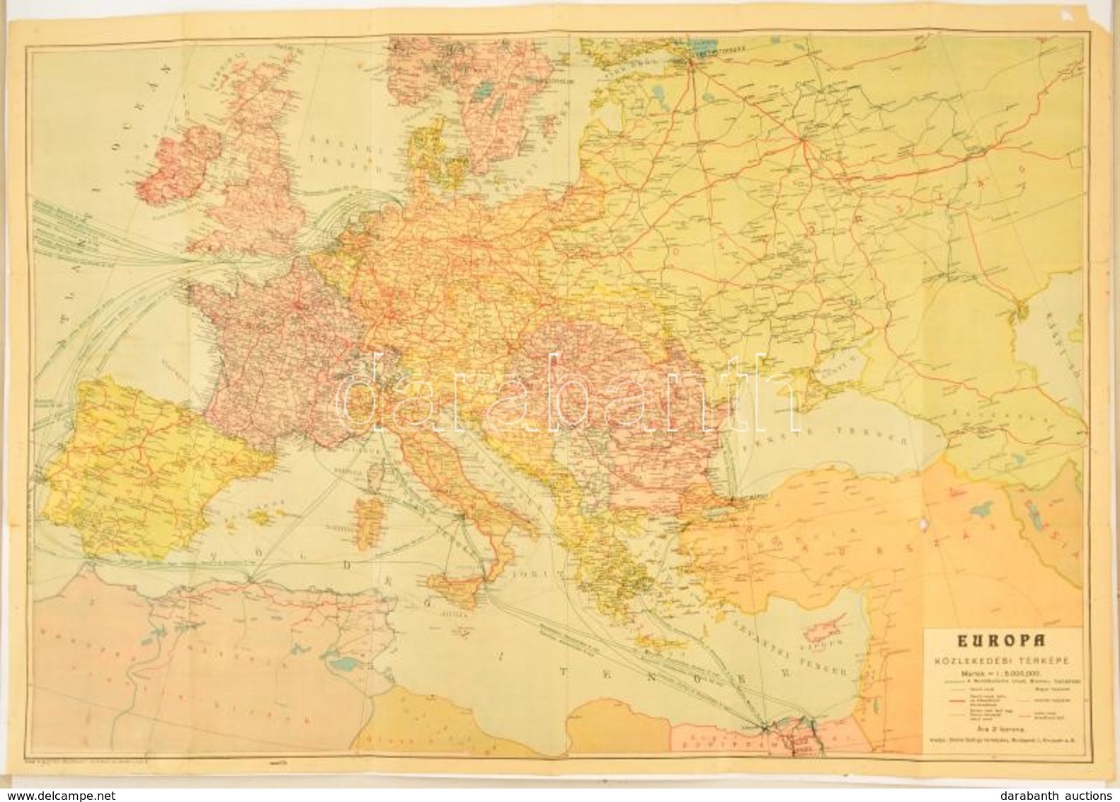 Európa Közlekedési Térképe, Kiadja: Stoits György, Szakadással, 92×100 Cm - Altri & Non Classificati