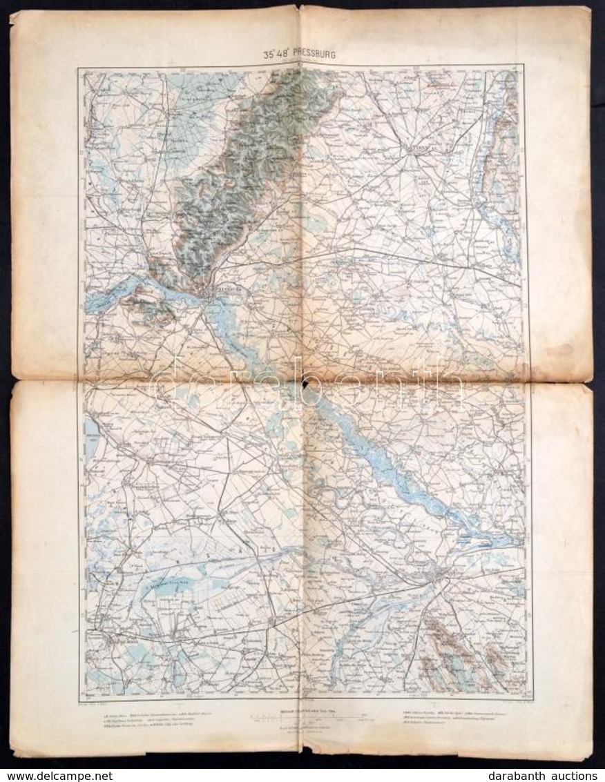 1907 Pozsony (Pressburg) és Környékének Katonai Térképe, Kiadja: K.u.k. Militärgeographisches Institut, Szakadással, 66× - Andere & Zonder Classificatie