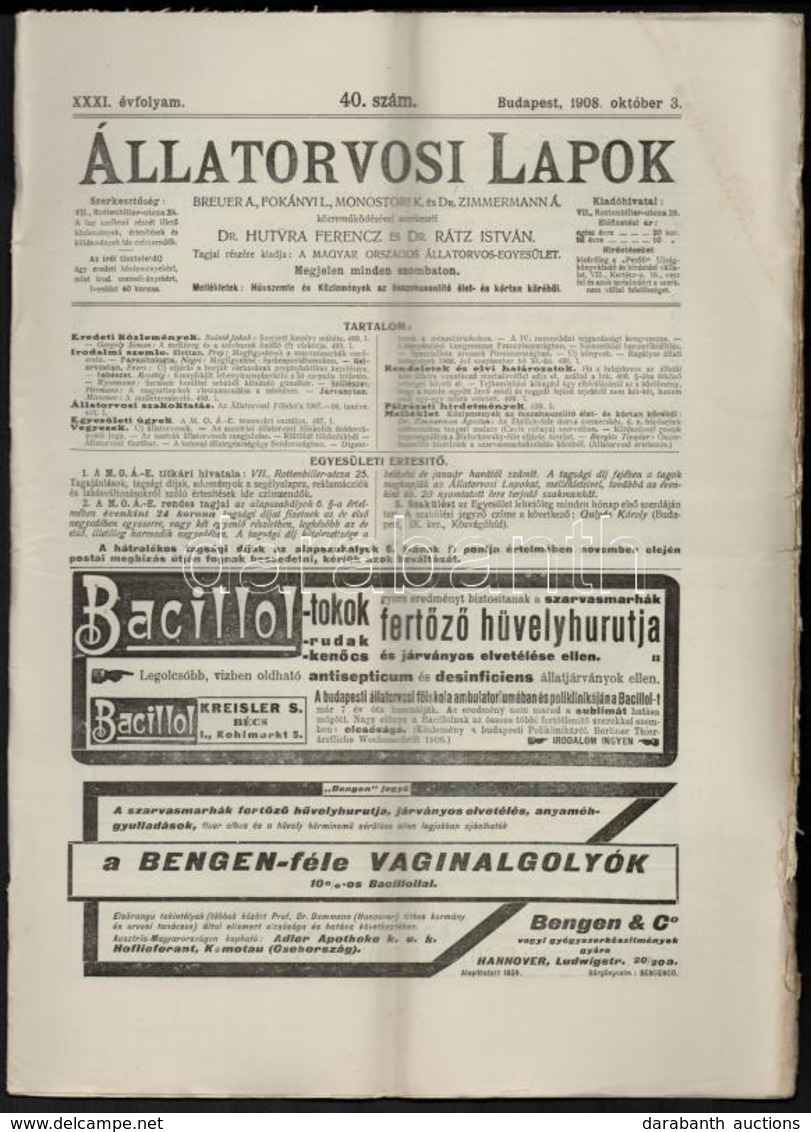 Cca 1895-1910 3 Db Orvosi újság: Gyógyászat, Budapesti Orvosi Újság, Állatorvosi Lapok. - Non Classificati