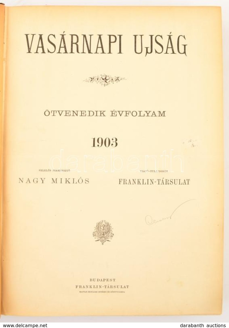 1903 Vasárnapi újság, 50. évf., Teljes évfolyam, Kissé Kopott Félvászon Kötésben - Non Classificati