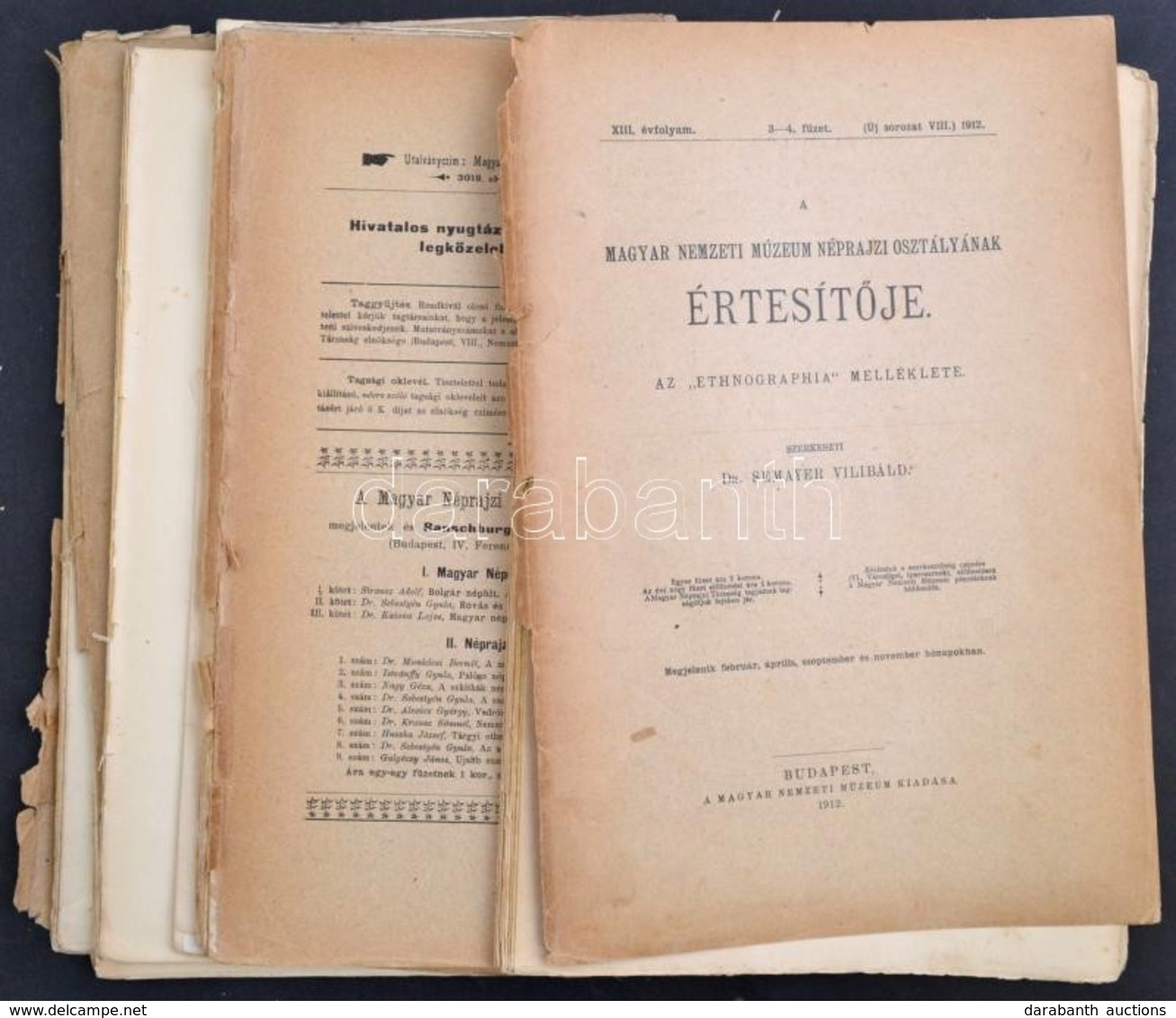 1905-1912 A Magyar Nemzeti Múzeum Néprajzi Osztályának Értesítője. Az 'Ethnographia' Melléklete. VI.,IX-XIII. évfolyamok - Non Classificati