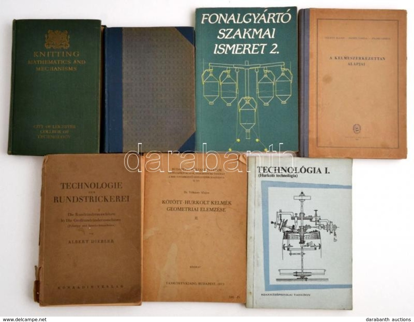 Vegyes Textilgyártással Kapcsolatos Könyvtétel, 8 Db: 
Vékássy Alajos: Hurkolt Kelmék Kötése I. Rész. Bp.,1950., Tanköny - Sin Clasificación