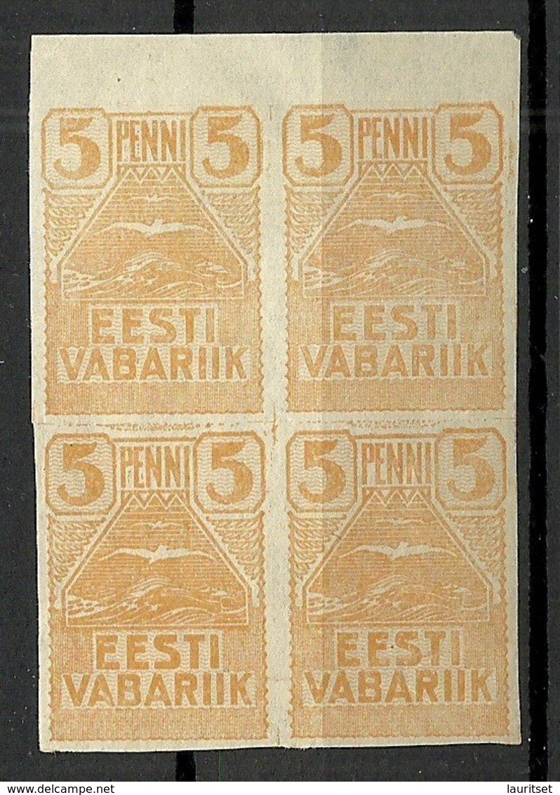 Estland Estonia 1919 Michel 5 Als 4-block MNH (hinged At Margin Only) - Estonie