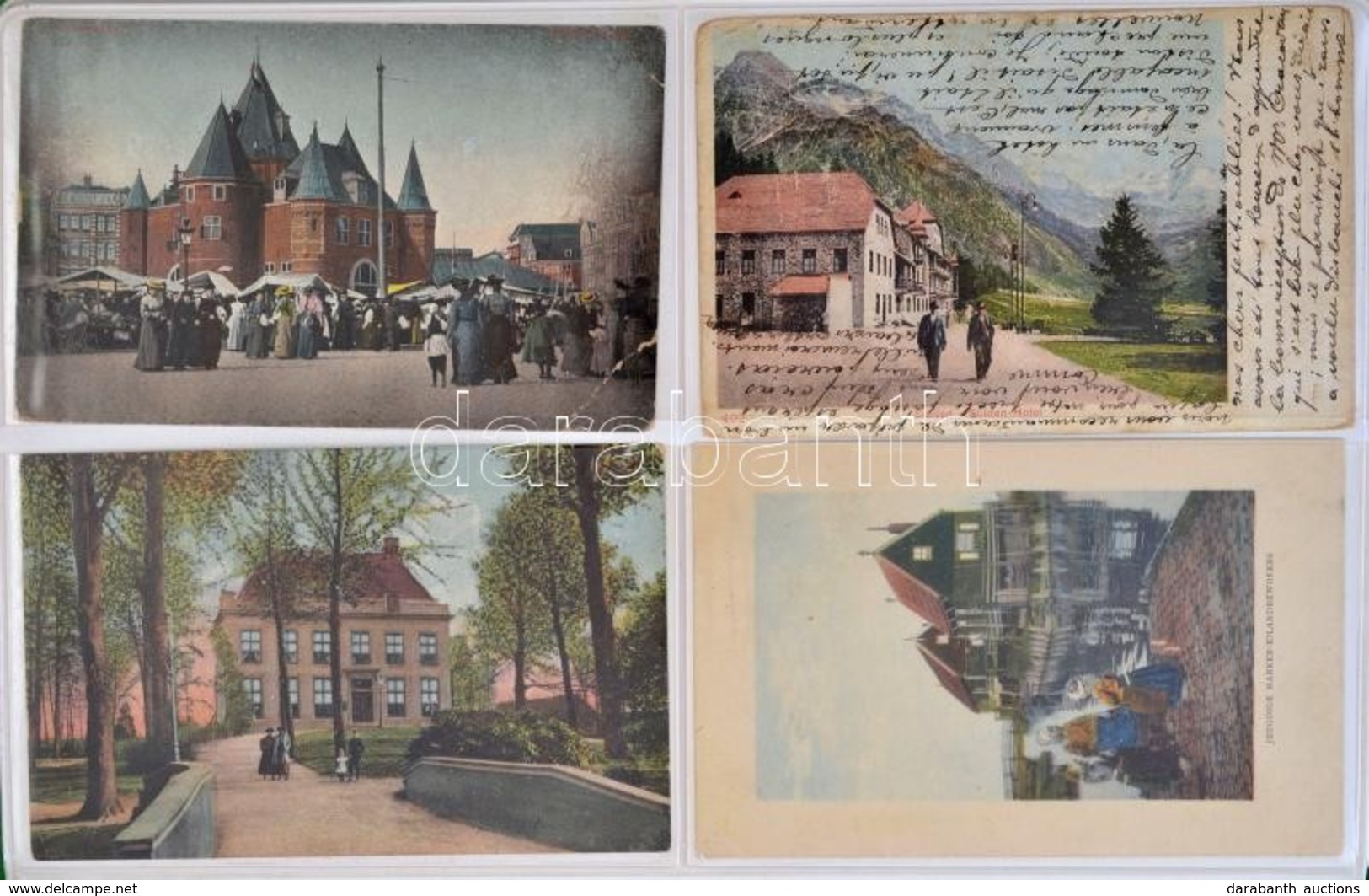 ** * 20 Db RÉGI észak-európai Városképes Lap Albumban / 20 Pre-1945 North-European Town-view Postcards In An Album - Unclassified