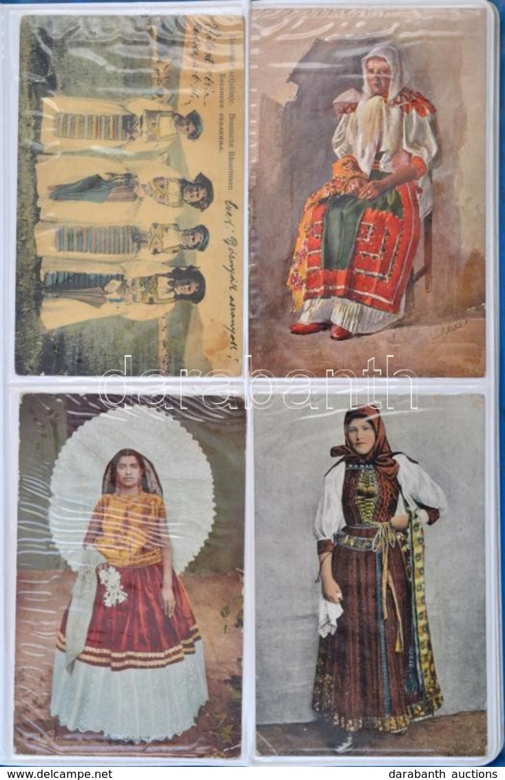 ** * 10 Db RÉGI Népviseletes Motívumlap Albumban / 10 Pre-1945 Folklore Motive Postcards In An Album - Zonder Classificatie