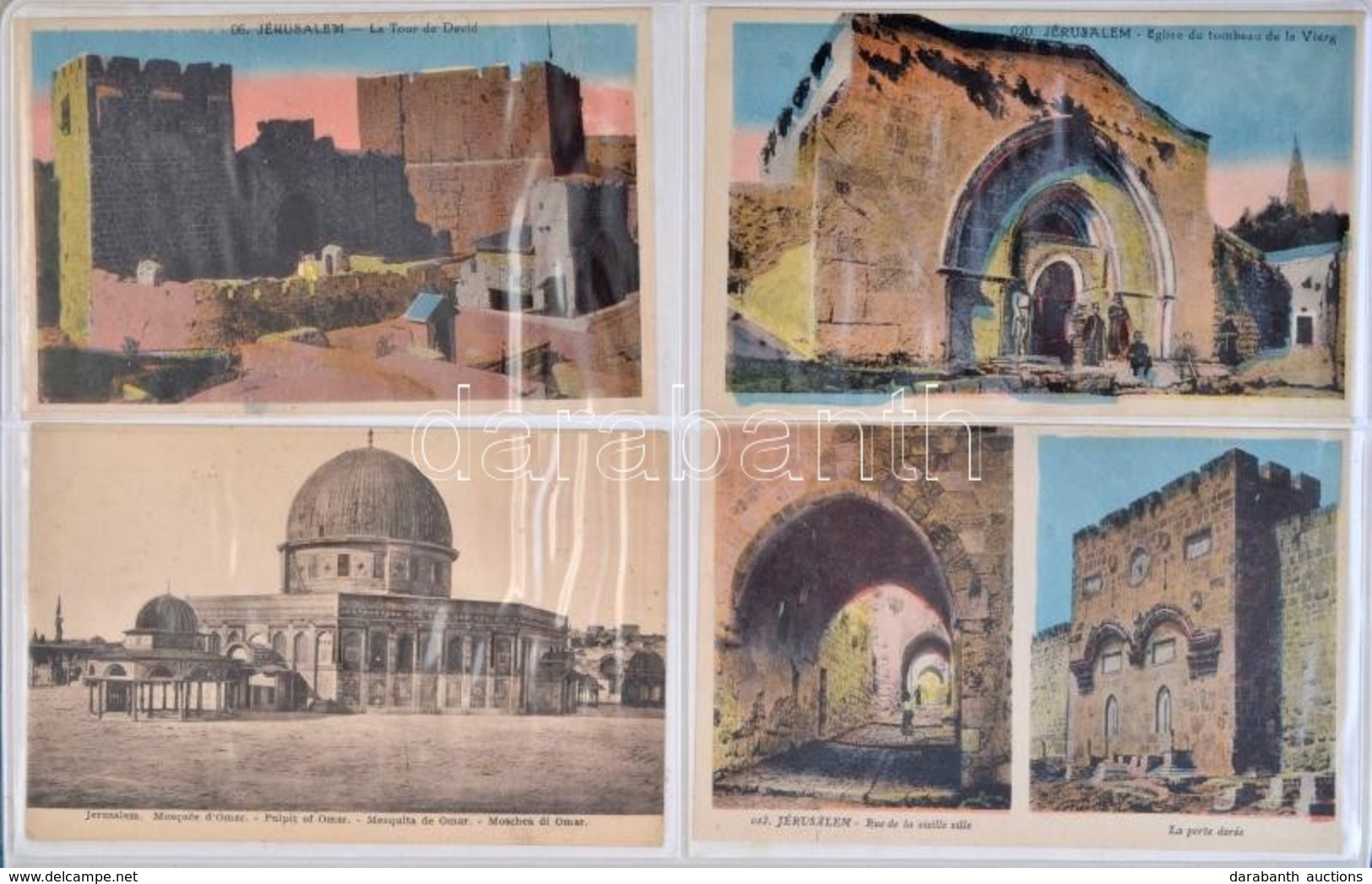 ** * 11 Db RÉGI Jeruzsálemi Városképes Lap Albumban / 11 Pre-1945 Town-view Postcards From Jerusalem In An Album - Non Classés