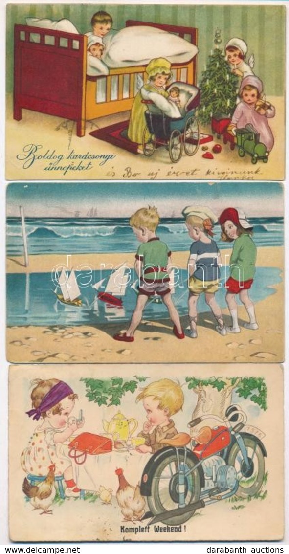 ** * 28 Db RÉGI Motívumlap: Gyerekek, Közte Sok Humoros, Litho, Grafikai és Néhány Fotó / 28 Pre-1945 Motive Postcards:  - Ohne Zuordnung