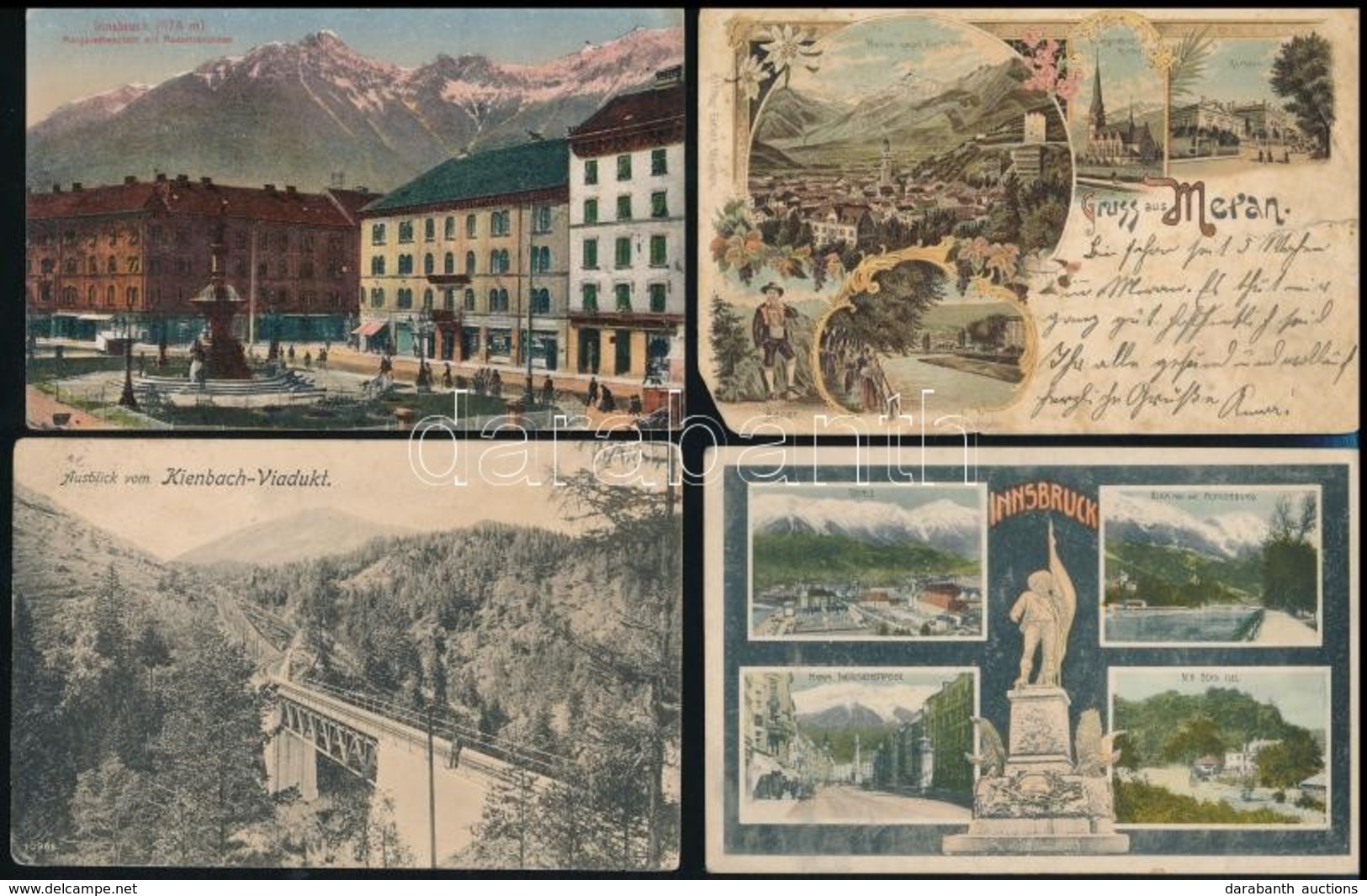 ** * 10 Db Régi Osztrák és Német Városképes Lap, Közte 1 Litho Lap Meranból / 10 Pre-1945 Austrian And German Town-view  - Non Classificati