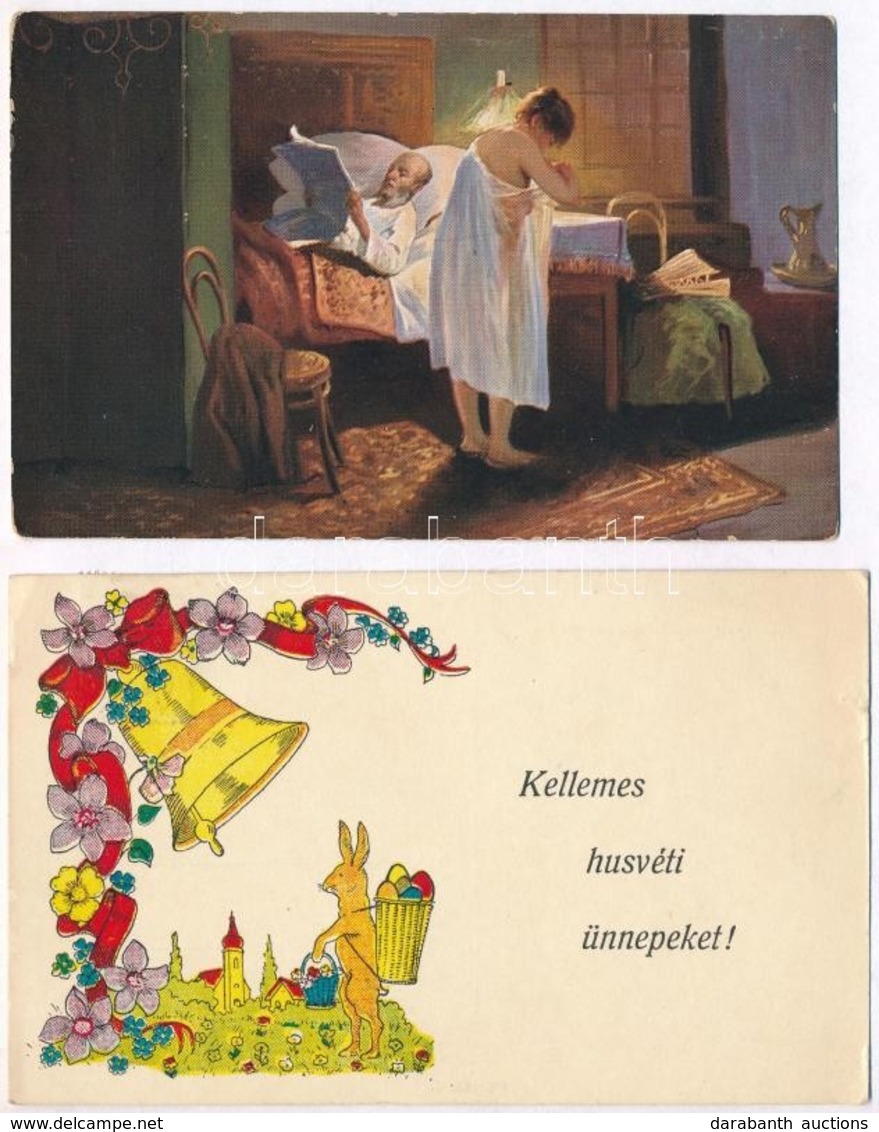 ** * 9 Db RÉGI Motívumlap: üdvözlő és Művész / 9 Pre-1945 Motive Postcards: Greeting And Art - Ohne Zuordnung