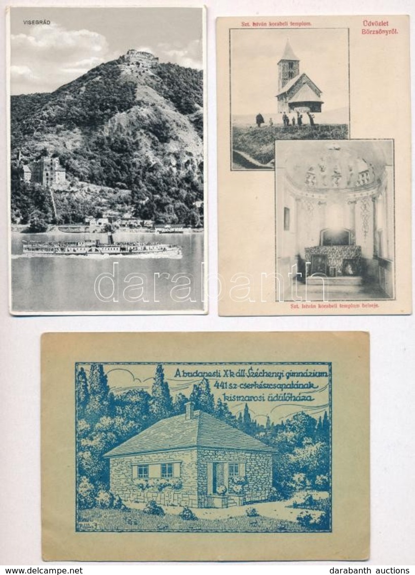 ** * 6 Db RÉGI Képeslap: Szob, Kovácspatak, Börzsöny, Visegrád, Cserkész / 6 Pre-1945 Hungarian Town-view Postcards And  - Non Classificati