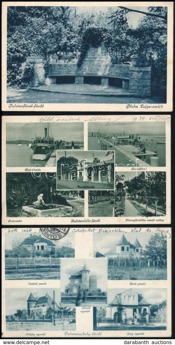 ** * 5 Db RÉGI Magyar Városképes Lap A Balaton Környékéről / 5 Pre-1945 Hungarian Town-view Postcards From Lake Balaton  - Ohne Zuordnung