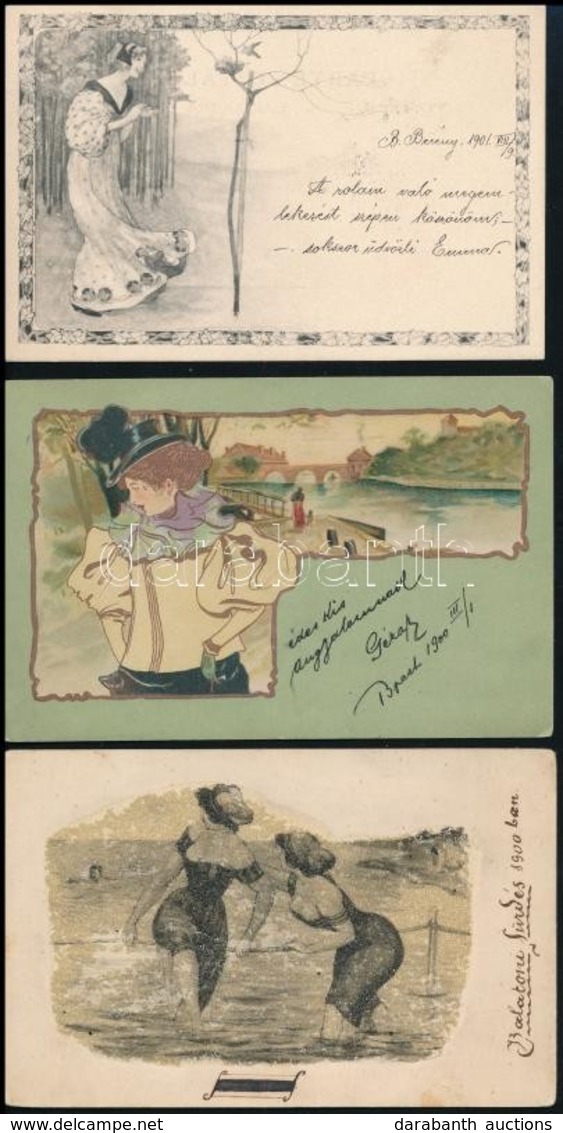 ** * 5 Db RÉGI Hosszúcímzéses Motívumlap Hölgyekkel / 5 Pre-1902 Motive Postcards With Ladies - Ohne Zuordnung