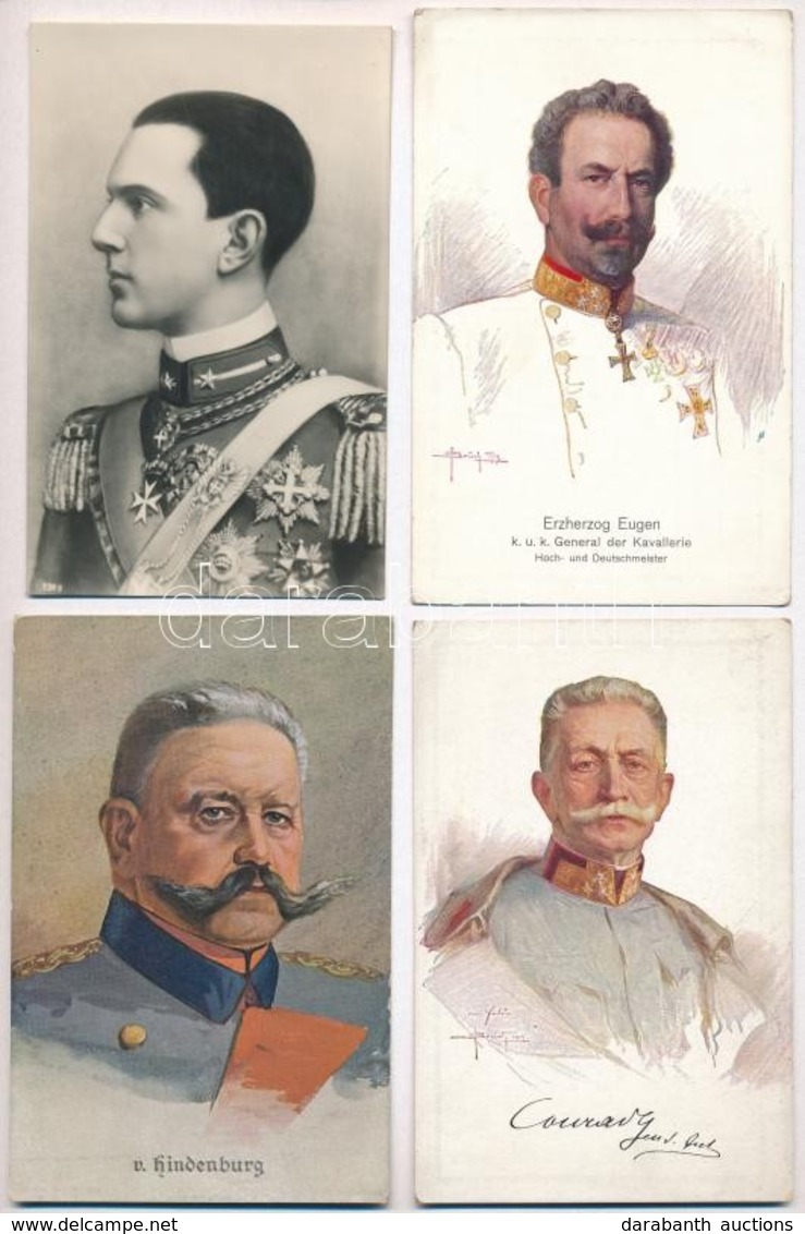 ** 4 Db RÉGI Politikus és Katonai Motívumlap / 4 Pre-1945 Politicians And Military Leaders Motive Postcards: Hindenburg, - Ohne Zuordnung