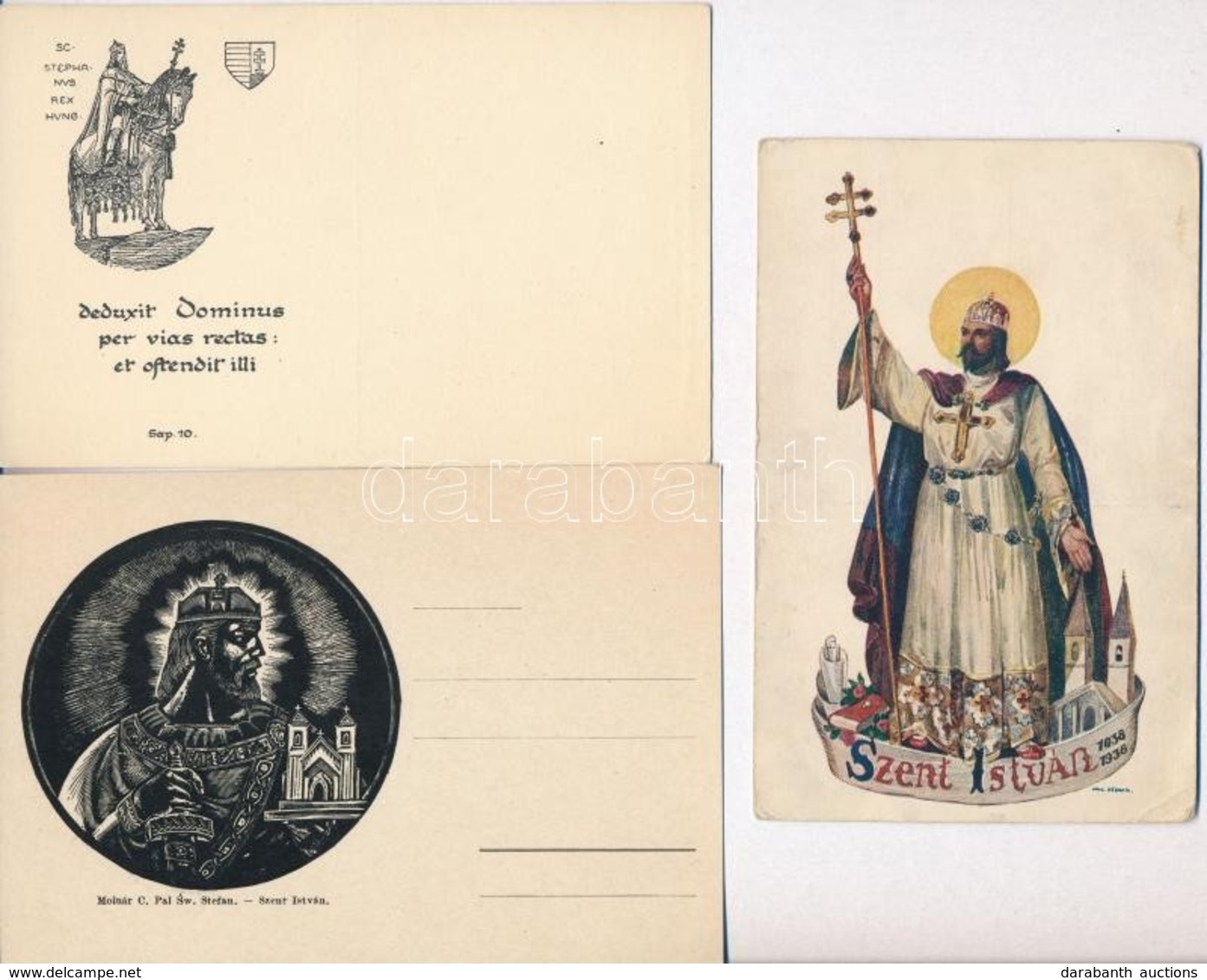 ** 3 Db RÉGI Motívumlap: Szent István Király / 3 Pre-1945 Motive Postcards: Stephen I Of Hungary - Zonder Classificatie