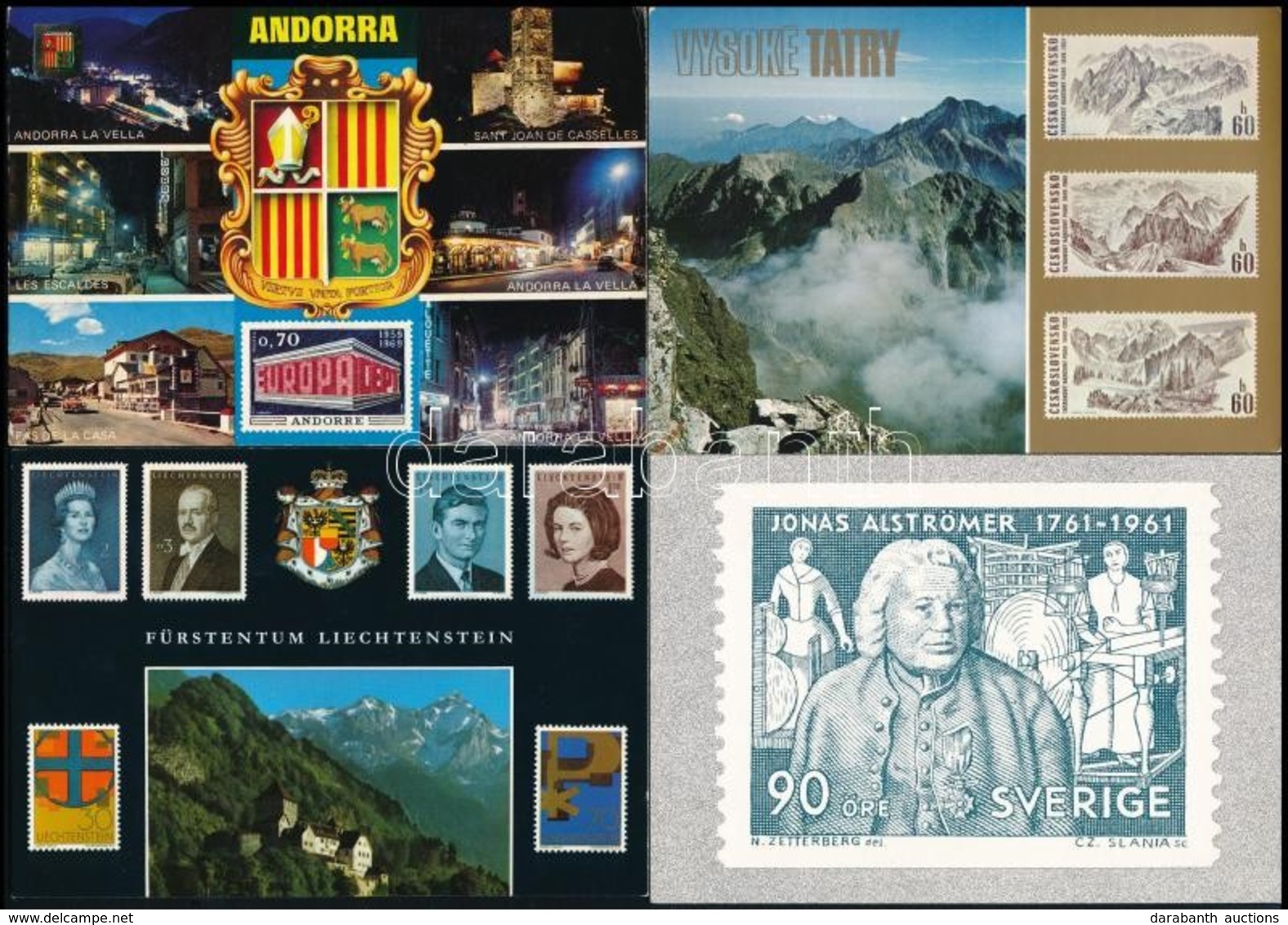 ** * 9 Db MODERN Motívumlap Bélyegekkel / 9 Modern Motive Postcards With Stamp Motives - Zonder Classificatie