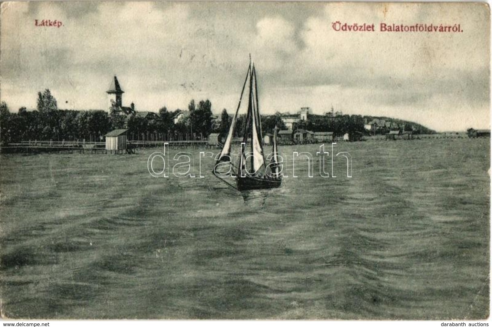 T2/T3 1907 Balatonföldvár, Látkép, Vitorlás. Gerendai Gyula Kiadása (EK) - Non Classificati