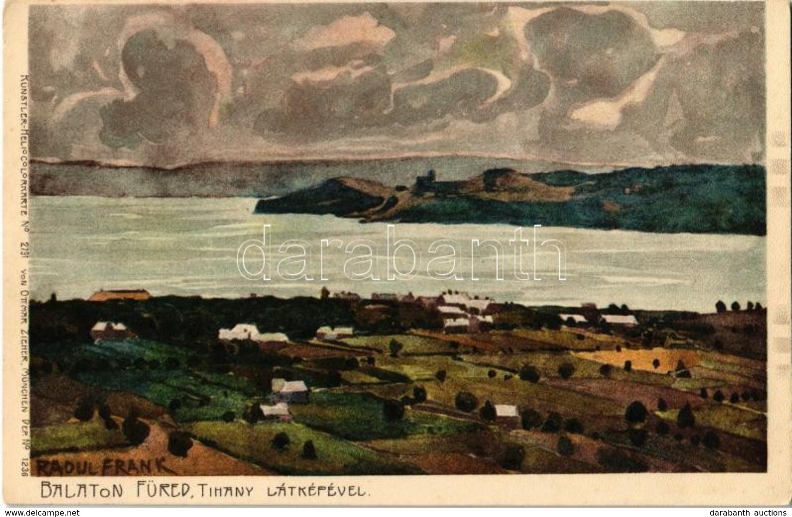 ** T1/T2 Balatonfüred, Tihany Látképével. Künstler-Heliocolorkarte No. 2791. Von Ottmar Zieher, Litho S: Raoul Frank - Zonder Classificatie