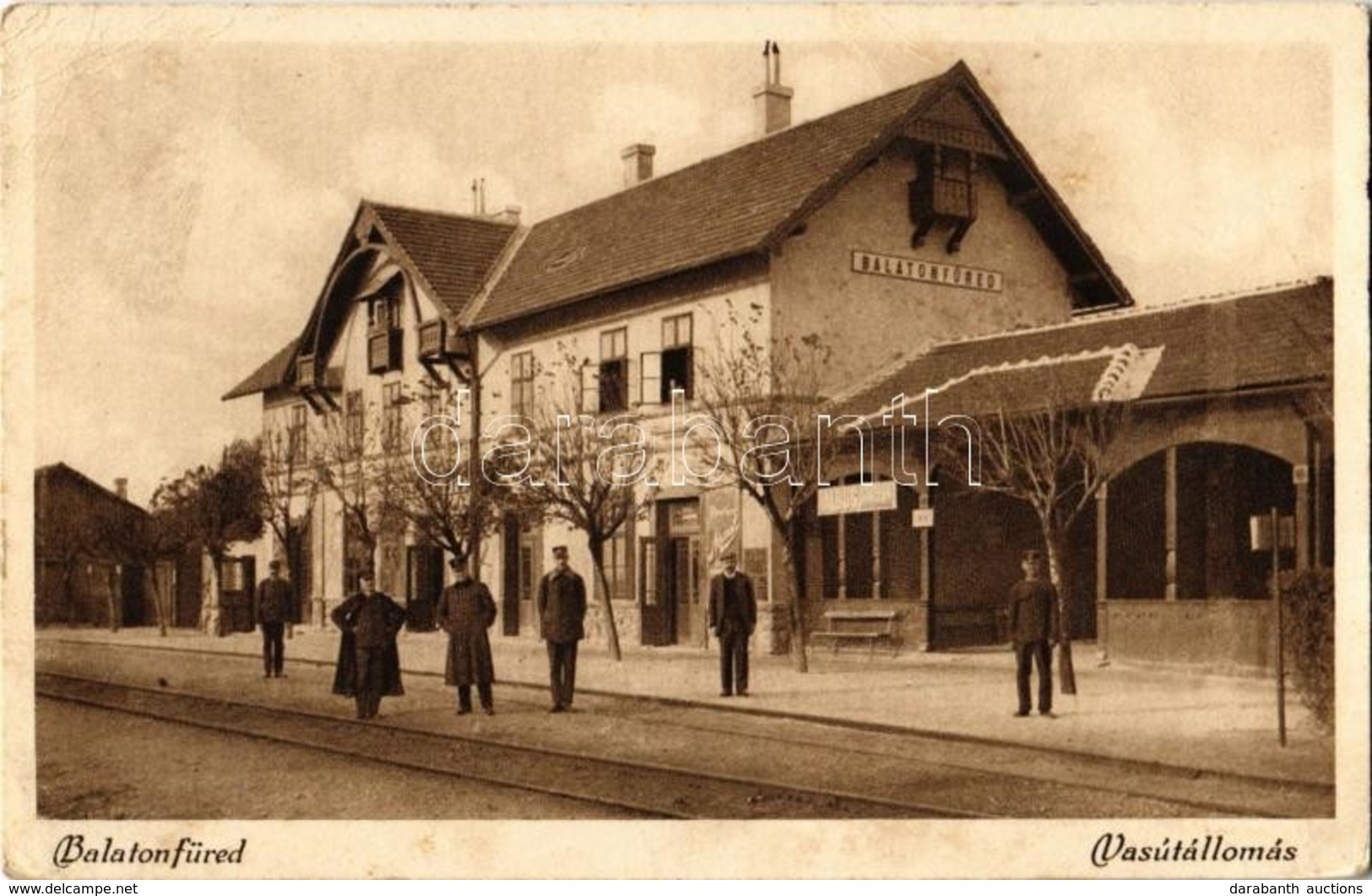 T3 1930 Balatonfüred, Vasútállomás, Vasutasok (gyűrődés / Crease) - Non Classificati