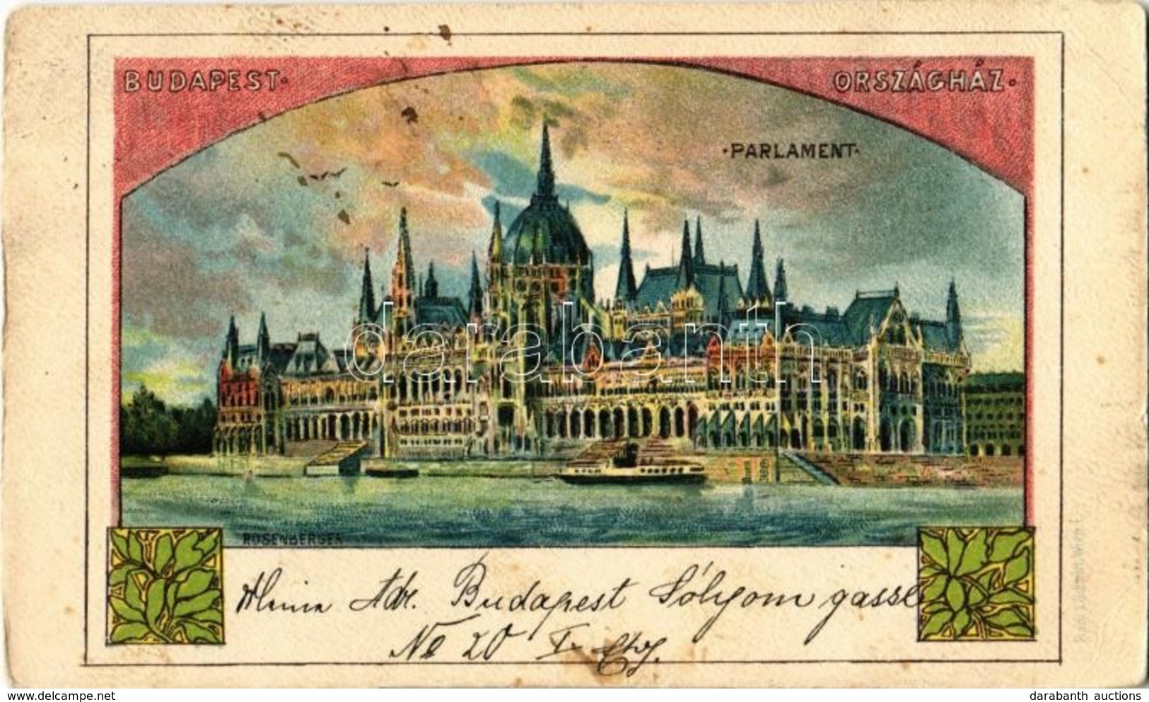 T2/T3 1899 Budapest V. Parlament, Országház. Back & Schmitt Art Nouveau, Litho S: Rosenberger  (EK) - Non Classificati