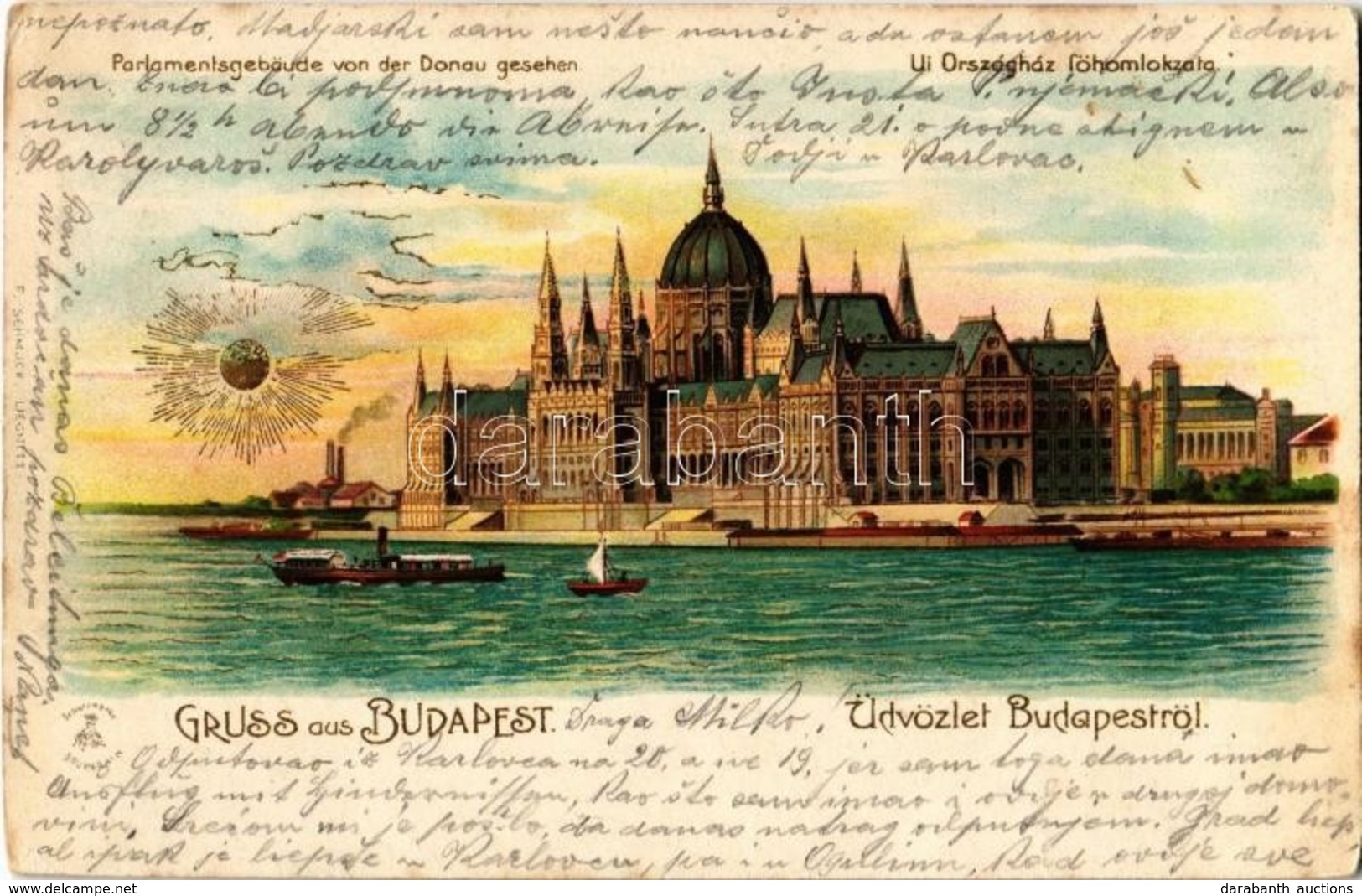 T2/T3 1900 Budapest V. Új Országház Főhomlokzata, F. Schmuck Litho (EK) - Ohne Zuordnung