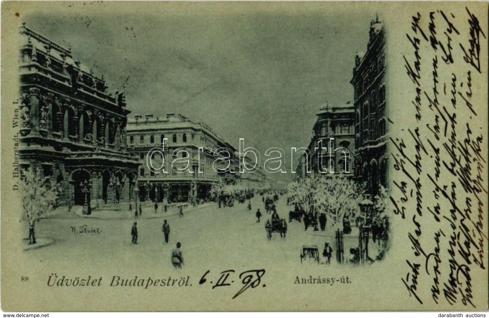 T2 1898 Budapest VI. Andrássy út Télen, Operaház. D. Halberstadt - Ohne Zuordnung