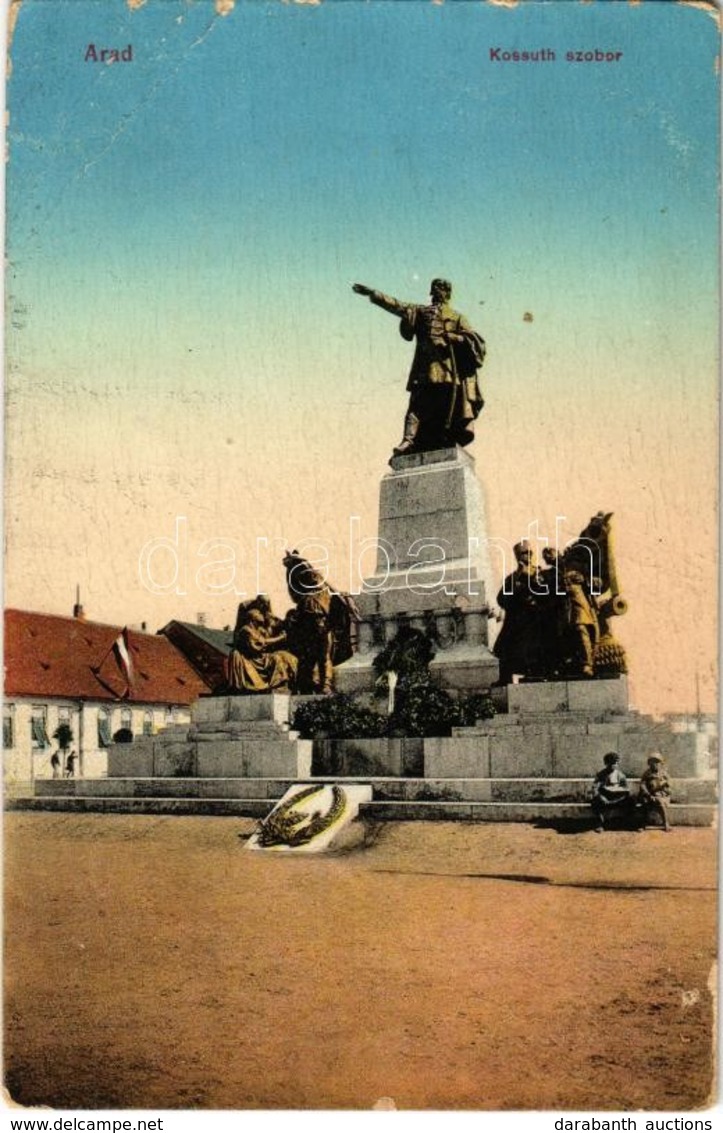 ** T3 Arad, Kossuth Szobor, Magyar Zászló / Statue, Hungarian Flag (EB) - Ohne Zuordnung