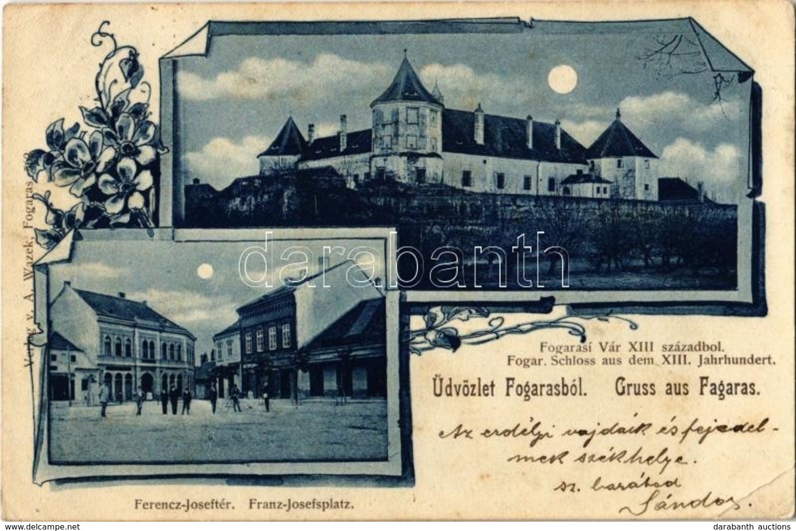 * T2/T3 1899 Fogaras, Fagaras; Fogarasi Vár A XIII. Századból, Ferenc József Tér / Cetatea Fagarasului / Castle From The - Zonder Classificatie