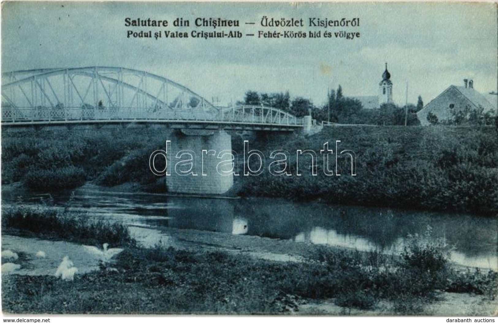 * T2 Kisjenő, Chisineu-Cris; Fehér-Körös Híd és Völgye, Templom / Valea Crisului-Alb / River, Bridge, Valley, Church - Non Classificati