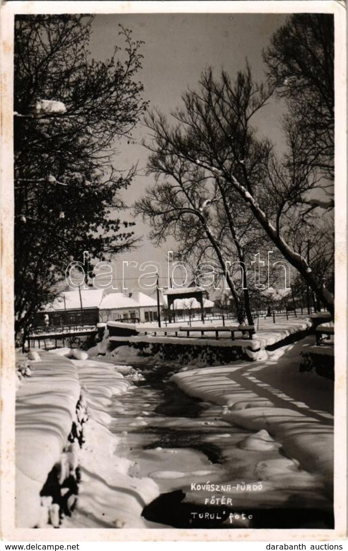 T2 1943 Kovászna-fürdő, Covasna; Fő Tér Télen. Hadnagy Bazár Kiadása / Main Square In Winter. Turul Foto - Non Classificati