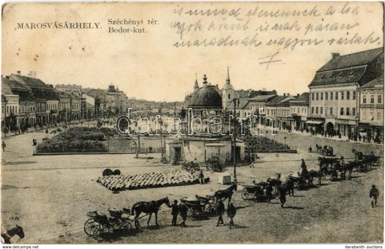 T2/T3 1923 Marosvásárhely, Targu Mures; Széchenyi Tér, Bodor Kút, Vizes Hordók, Adi Árpád üzlete. Porjes S. Sándor Kiadá - Non Classificati