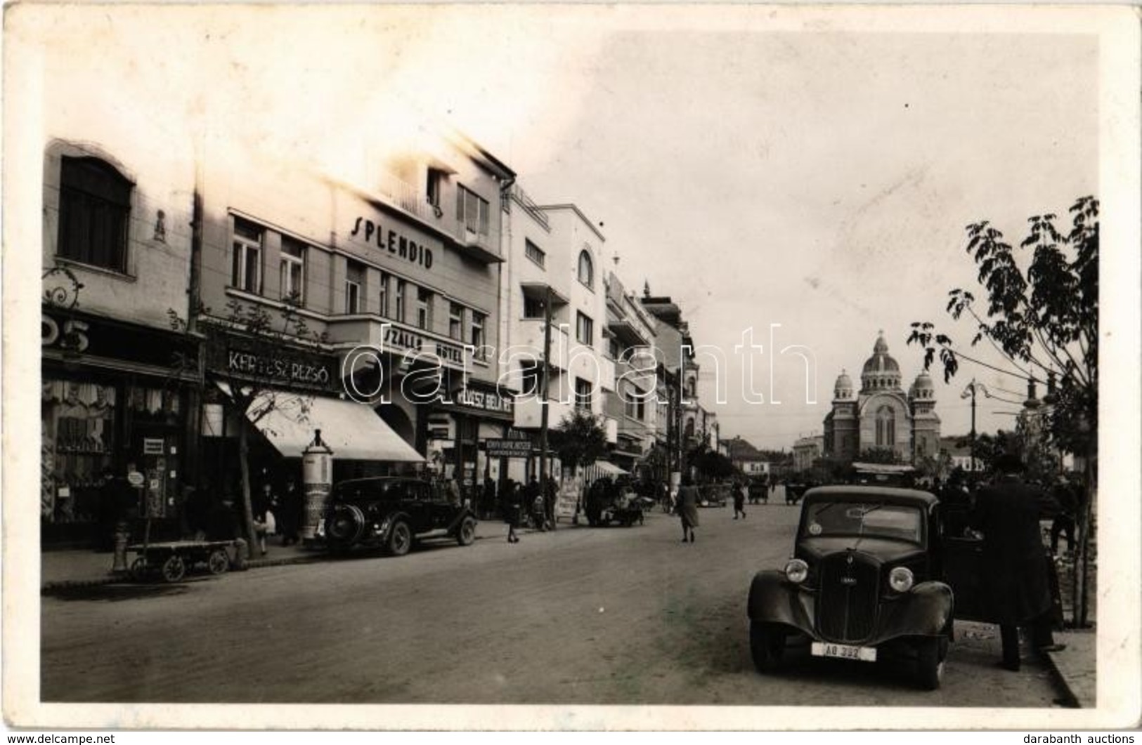 ** T2 Marosvásárhely, Targu Mures; Fő Tér, Automobilok, Splendid Szálló, Kertész Rezső üzlete, Révész Béla Rt. Könyvnyom - Ohne Zuordnung