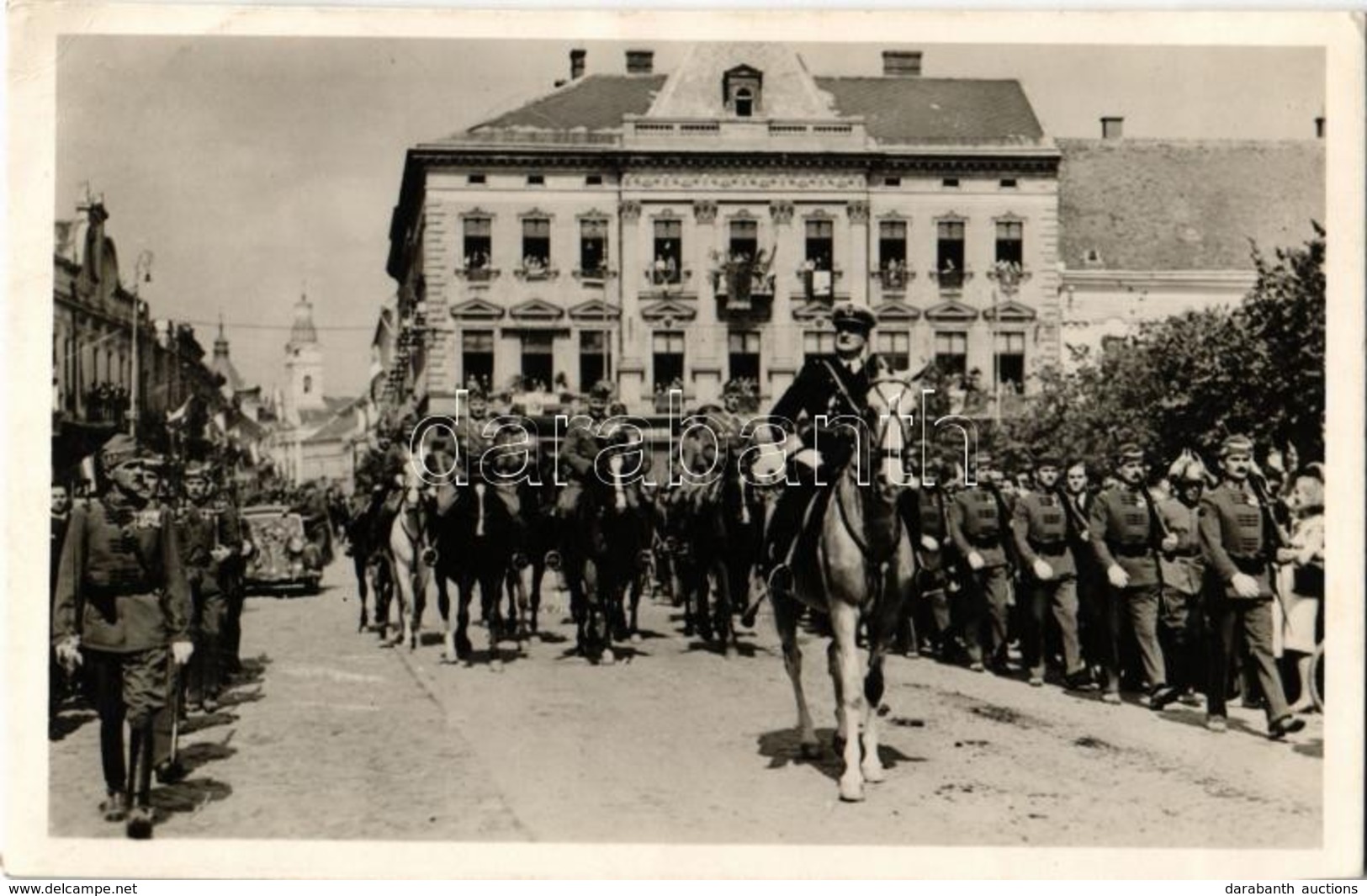 * T2/T3 1940 Szatmárnémeti, Satu Mare; Bevonulás, Horthy Miklós / Entry Of The Hungarian Troops With Horthy + '1940 Szat - Ohne Zuordnung