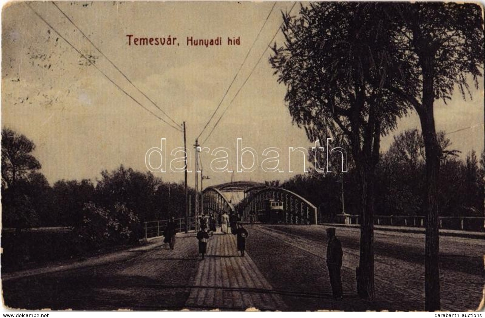T3 1909 Temesvár, Timisoara; Hunyadi Híd, Villamos. W. L. 122. / Bridge, Tram (kopott Sarkak / Worn Corners) - Ohne Zuordnung