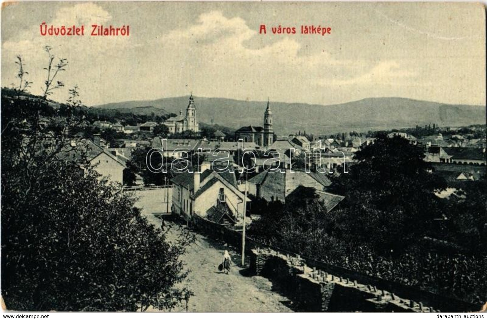 T3 1912 Zilah, Zalau; Látkép, Templomok. W. L. Bp. 2331. Kiadja A 'Szövetség' Könyvnyomda / General View With Churches ( - Ohne Zuordnung