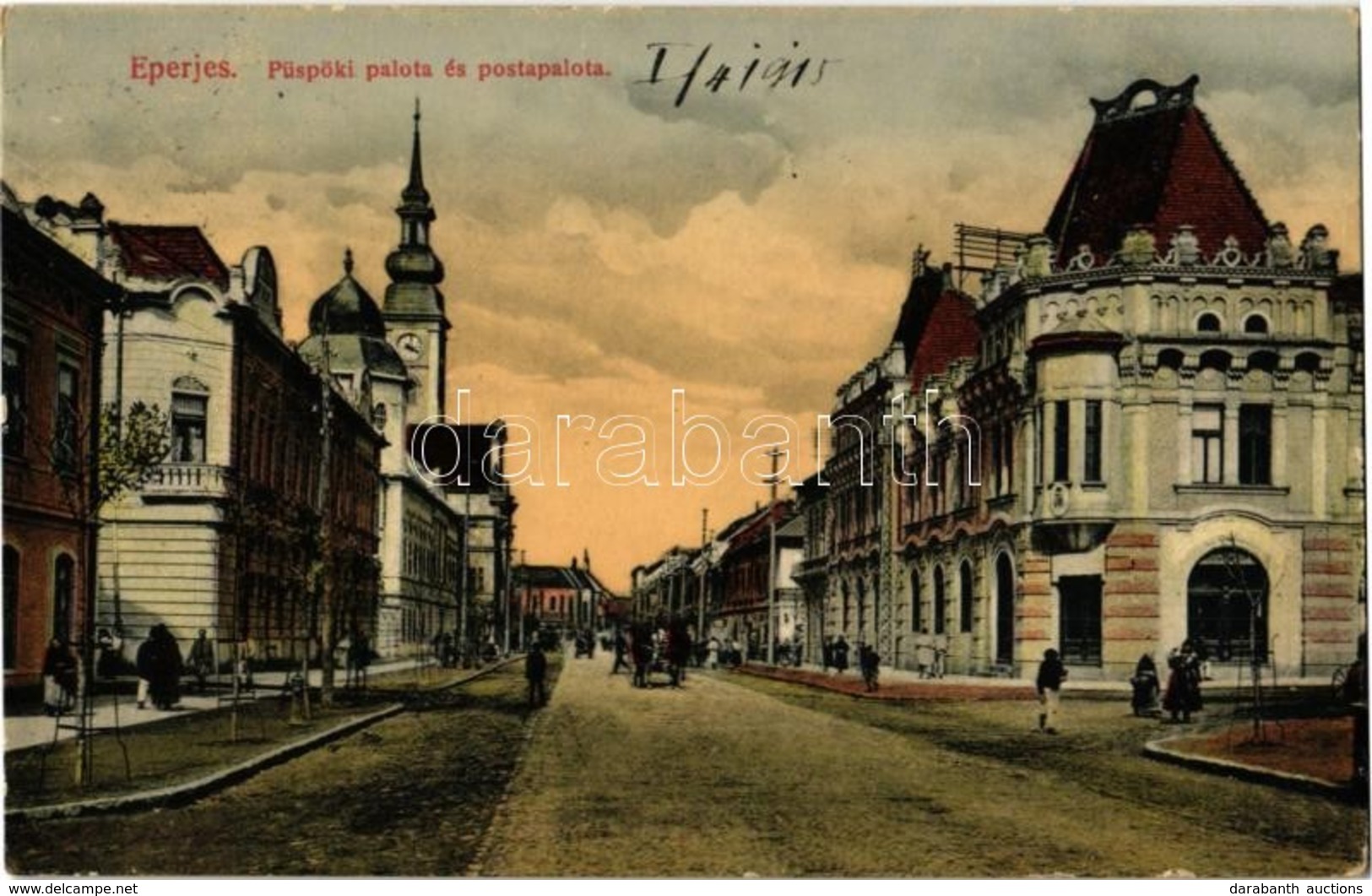 T2 1915 Eperjes, Presov; Püspöki Palota, Postapalota, Utca. Eisenstädter I. Gyula Kiadása / Bishop's Palace And Post Pal - Ohne Zuordnung