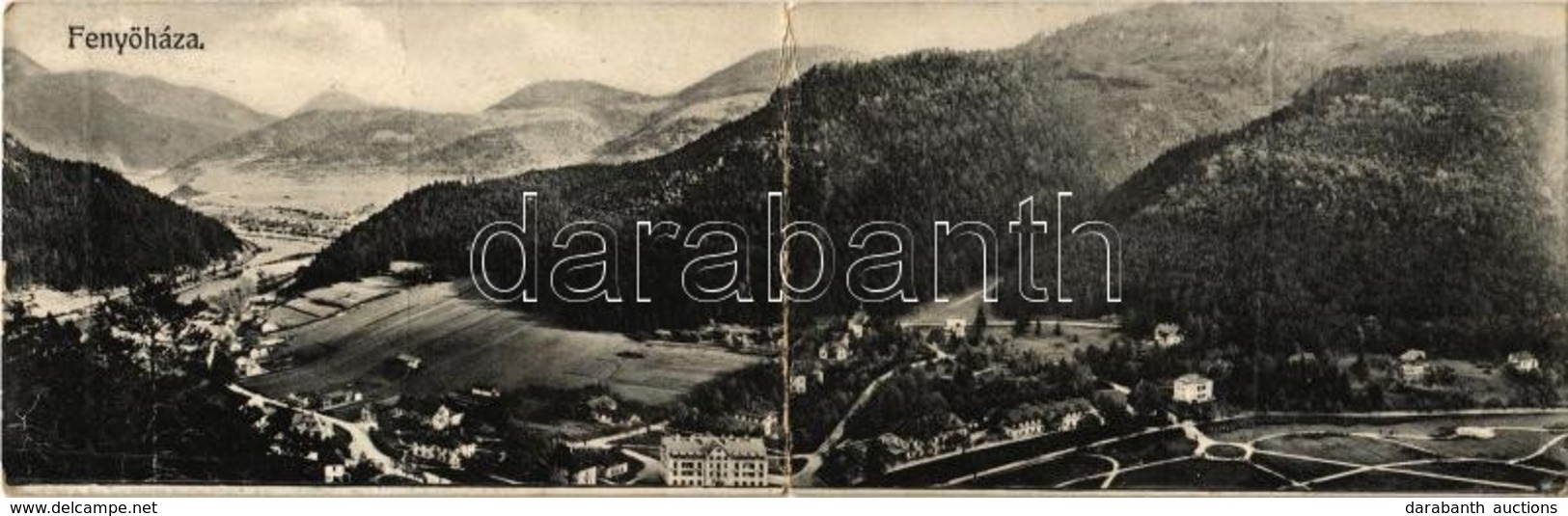 T2/T3 1918 Fenyőháza, Lubochna; Nyaralók, Szálloda. Kihajtható Panorámalap. Kiadja Holczmann Izidor / Villas, Hotel. Fol - Ohne Zuordnung