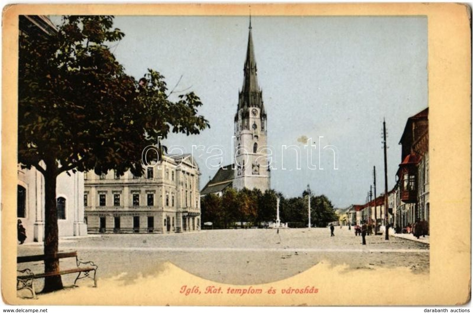 T2/T3 1912 Igló, Zipser Neudorf, Spisská Nová Ves; Katolikus Templom, Városház. Feitzinger Ede No. 701. / Church, Town H - Ohne Zuordnung