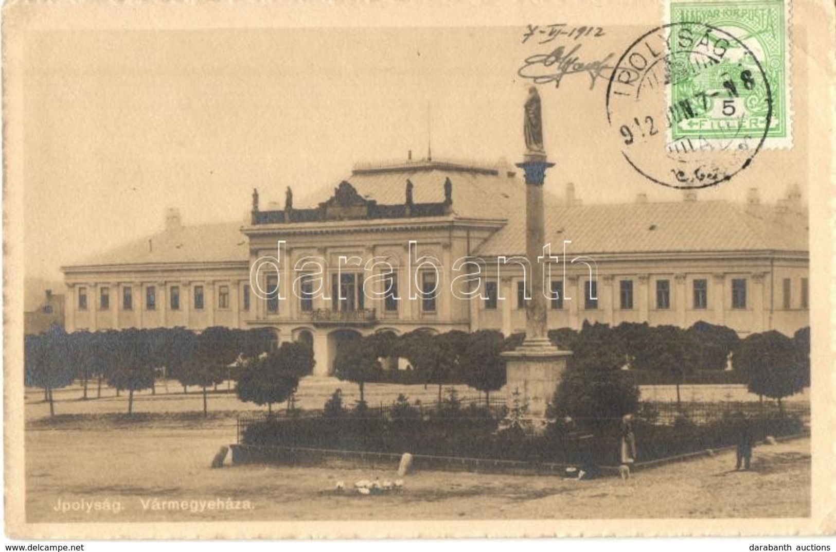 T2/T3 1912 Ipolyság, Sahy; Vármegyeháza, Szűz Mária Szobor. Polgár I. Kiadása / County Hall, Statue Of Virgin Mary. TCV  - Ohne Zuordnung