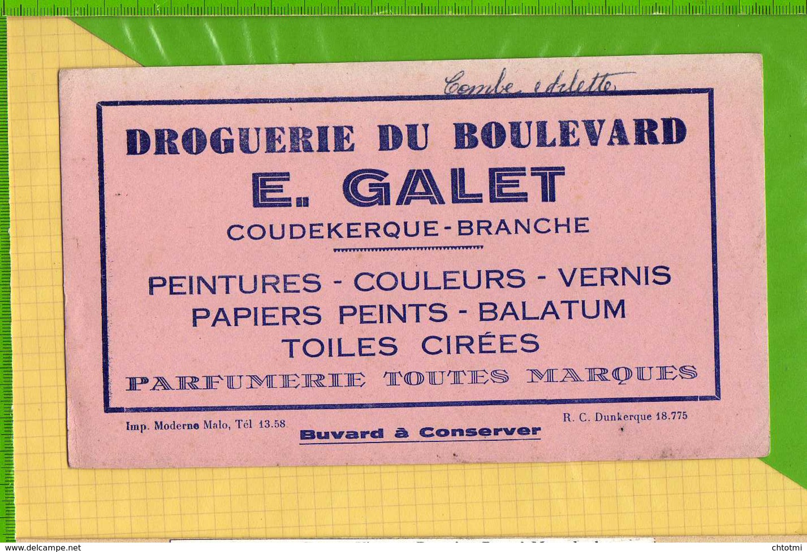 Buvard & Blotting Paper : Droguerie Du Boulevard E.GALET  COUDEKERQUE BRANCHE - Produits Ménagers