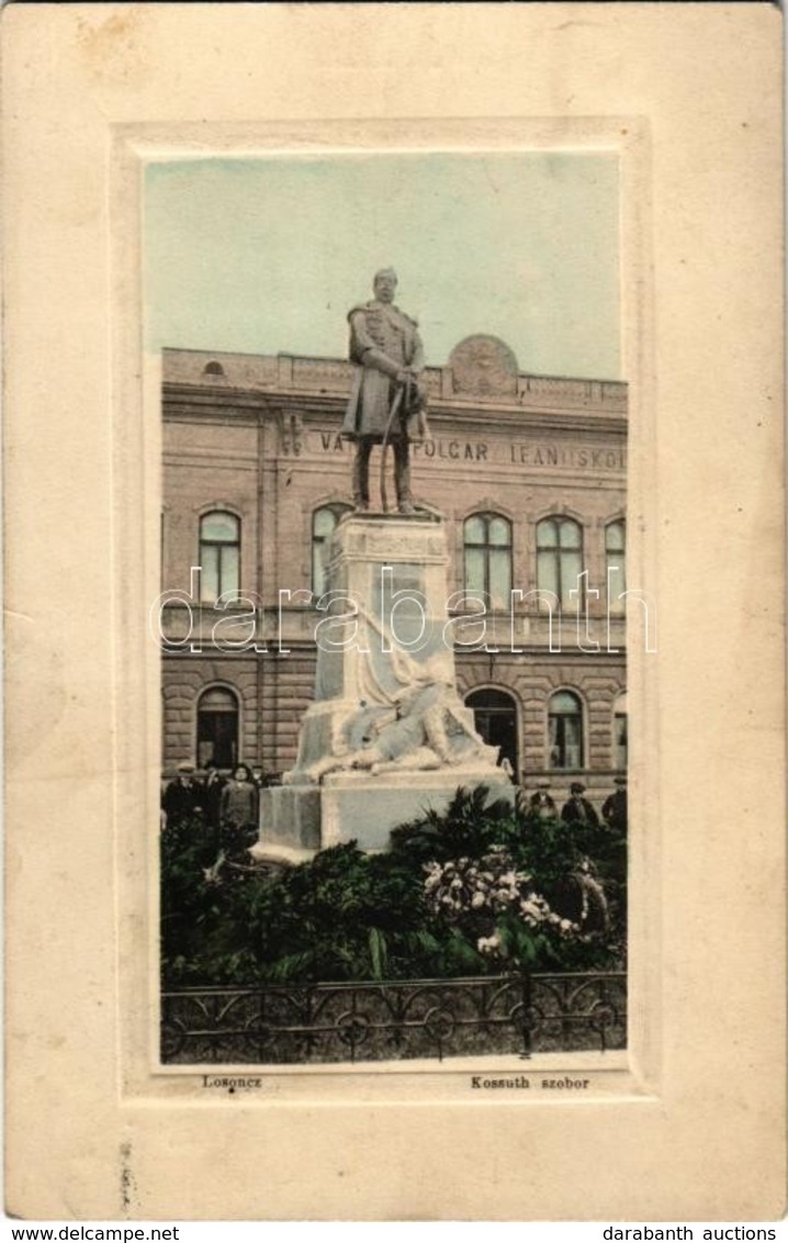 T2 1914 Losonc, Lucenec; Kossuth Szobor, Polgári Leányiskola. Kármán Kiadása / Statue, Girl School - Non Classificati