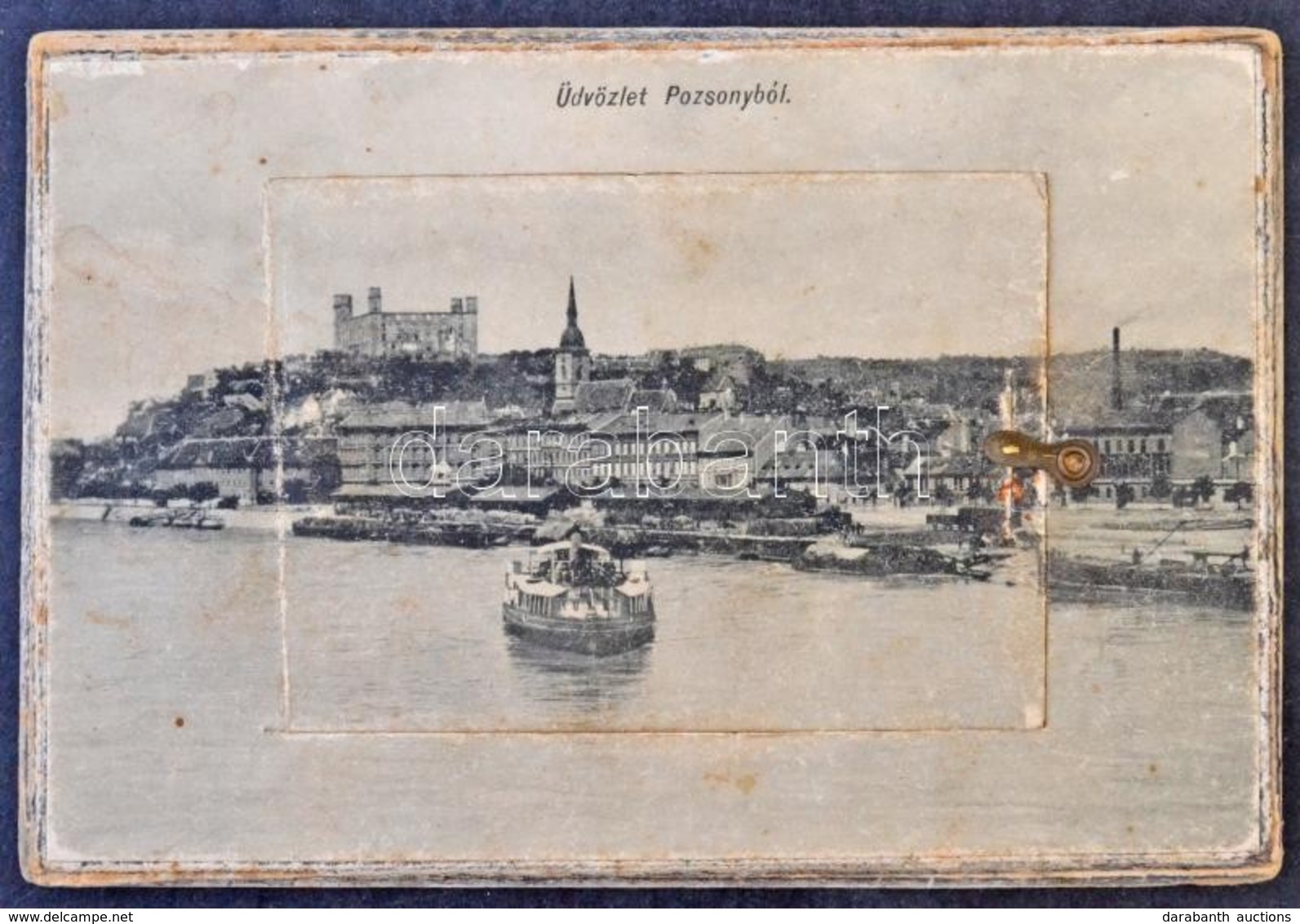 ** T2/T3 ~1900 Pozsony, Pressburg, Bratislava; Bediene Dich Allein. Vastag Fa Leporellolap / Thick Wooden Leporellocard  - Ohne Zuordnung