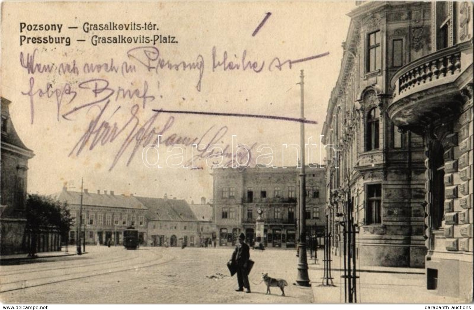 T2 1914 Pozsony, Pressburg, Bratislava; Grasalkovits Tér, Villamos / Square, Tram - Ohne Zuordnung