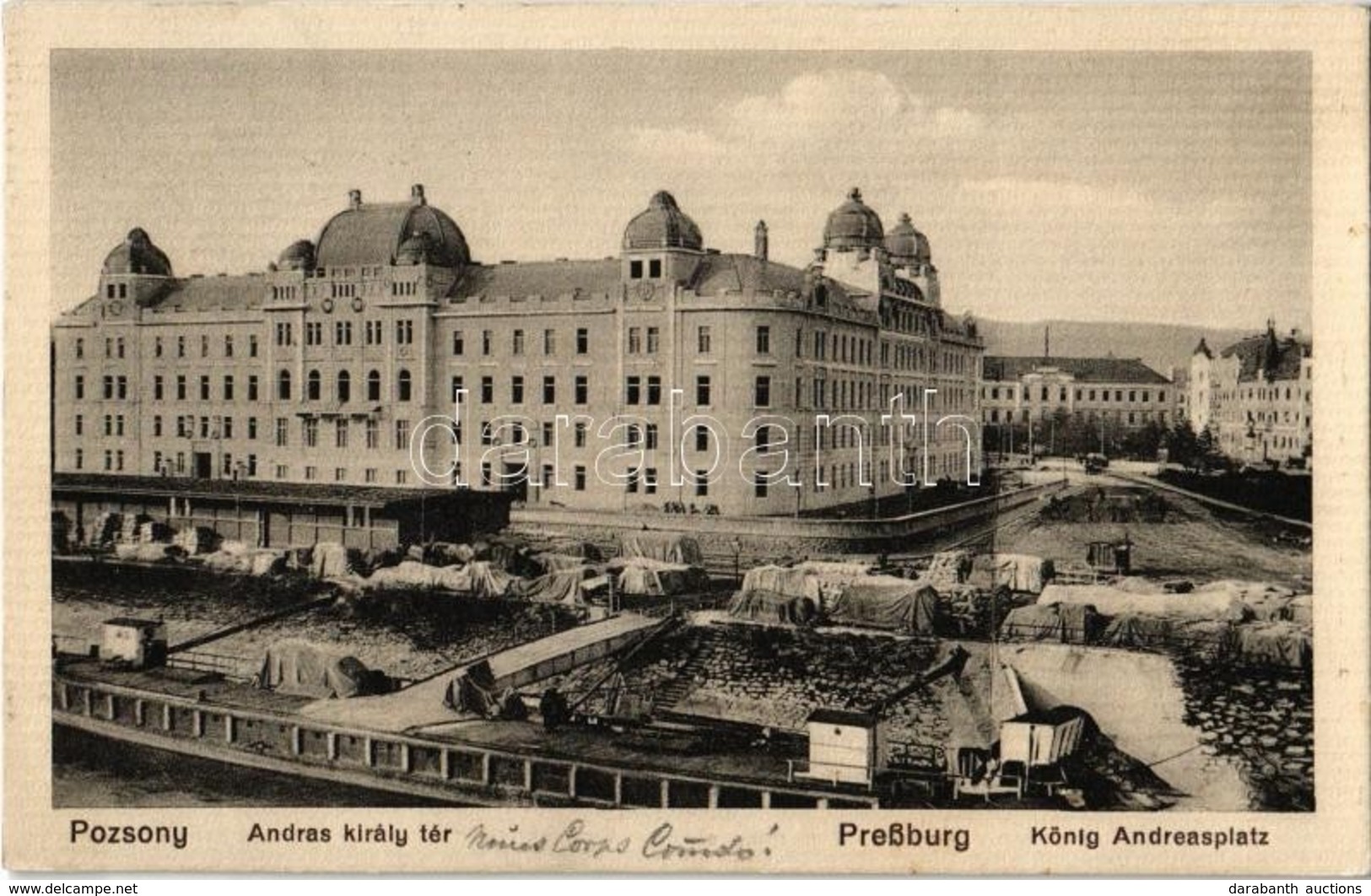 T2 1913 Pozsony, Pressburg, Bratislava; András Király Tér, útépítés, Rakpart / Square, Quay, Road Construction - Non Classificati