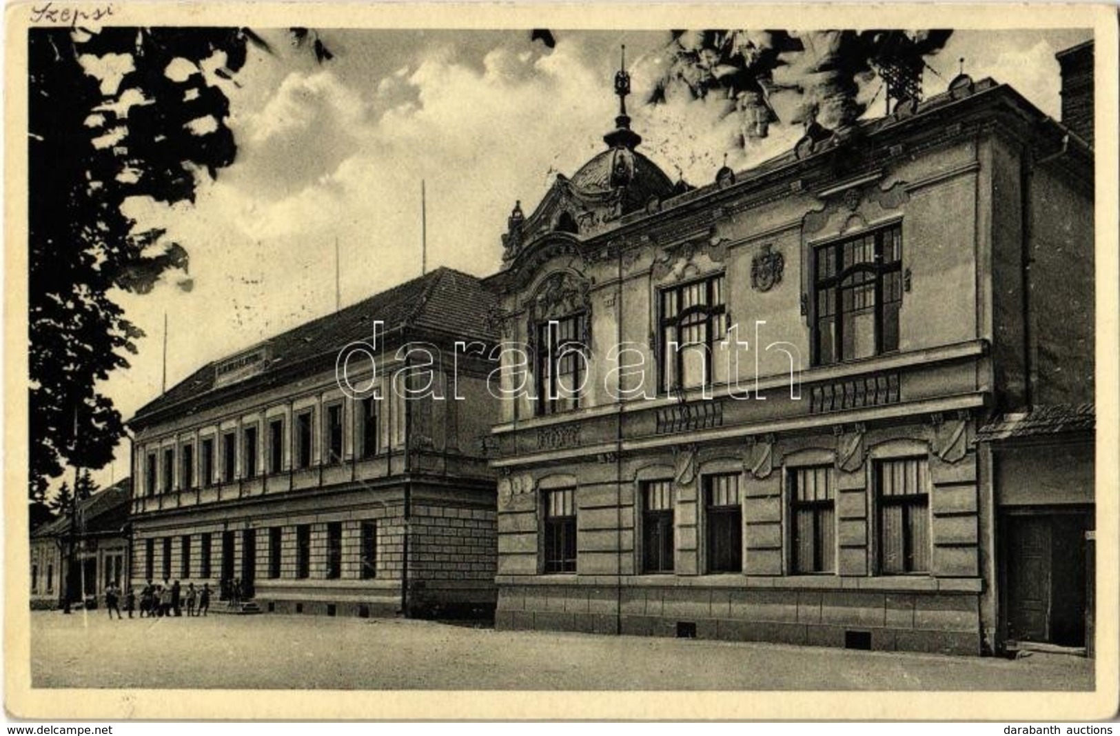 T2 Szepsi, Abaúj-Szepsi, Moldava Nad Bodvou; Állami Iskola, Városháza. Kiadja Davidovics Emil / School, Town Hall + '193 - Ohne Zuordnung