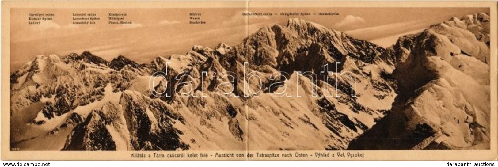 ** T1/T2 Tátra, Vysoké Tatry; Látkép A Tátra Csúcsról Kelet Felé. Kinyitható Panorámalap /  Folding Panoramacard - Non Classificati