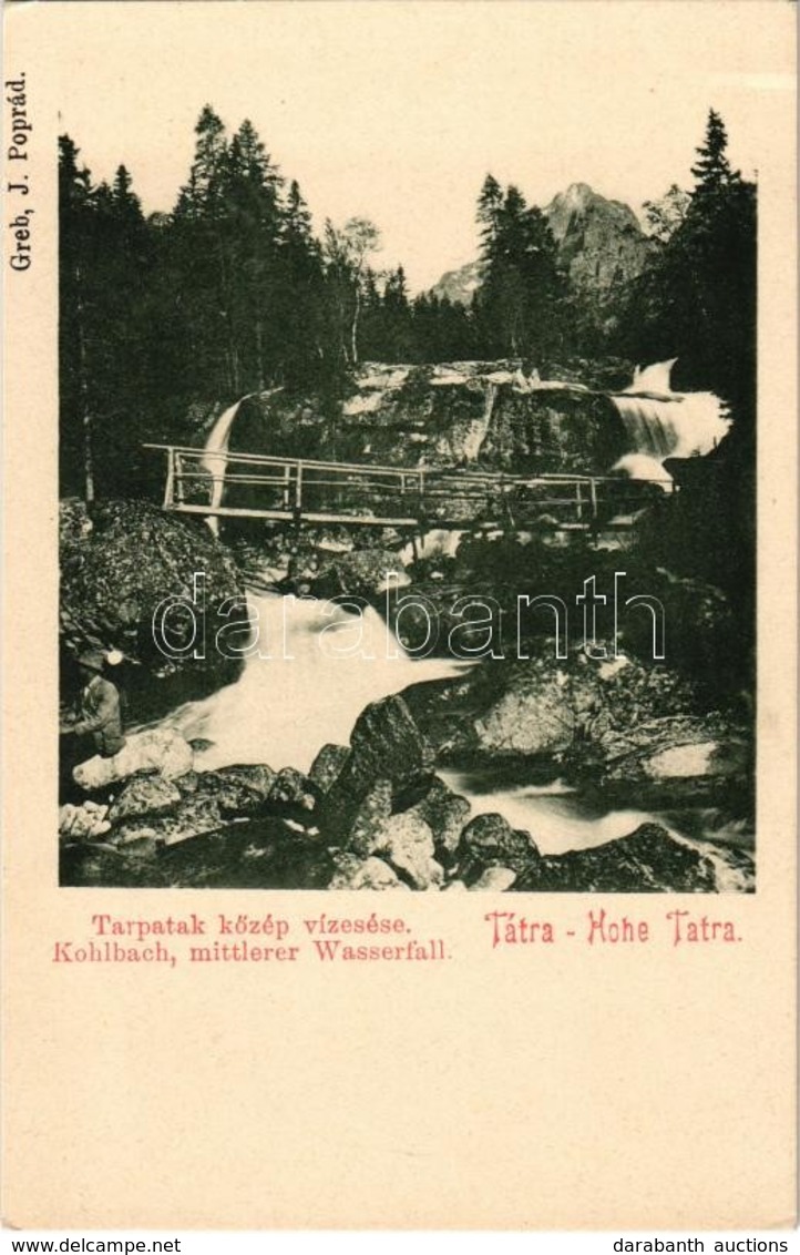 ** T1/T2 Tátra, Vysoké Tatry; Tarpatak Közép Vízesés / Kohlbach Mittlerer Wasserfall / Waterfall - Ohne Zuordnung